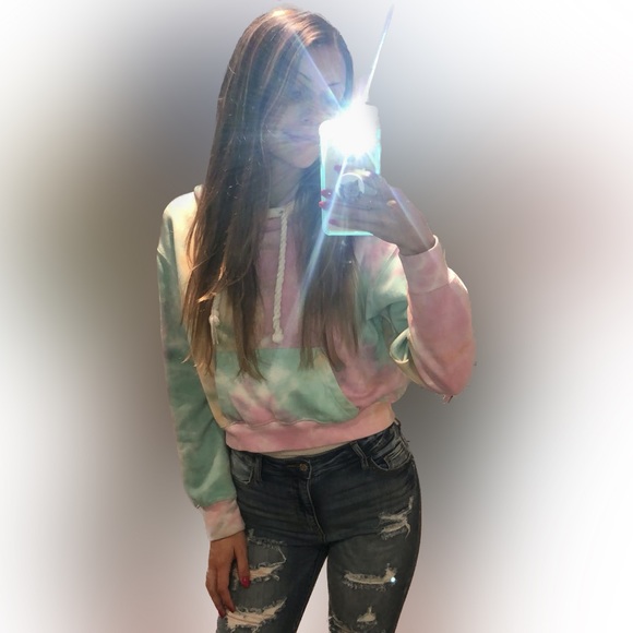 Exist Cropped Pullover Hoodie Tie-Dye - Picture 4 of 7